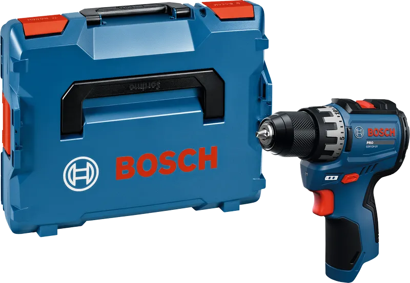 Bosch GSR12V-31 akku-boremaskine med hård kuffert.